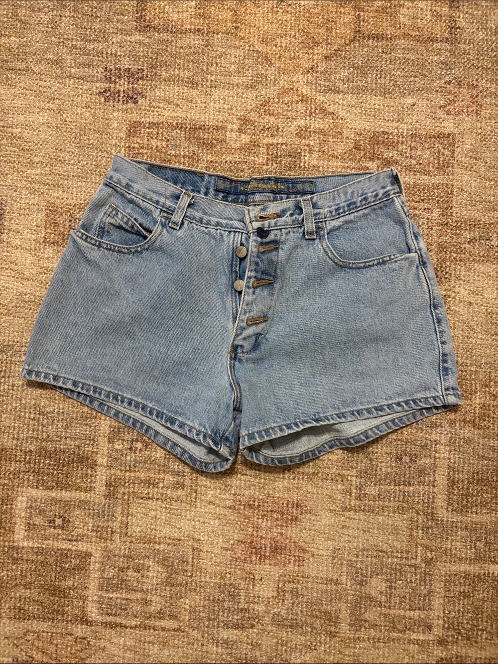 Marithe Francois Girbaud Light Blue Button-Front Denim Shorts